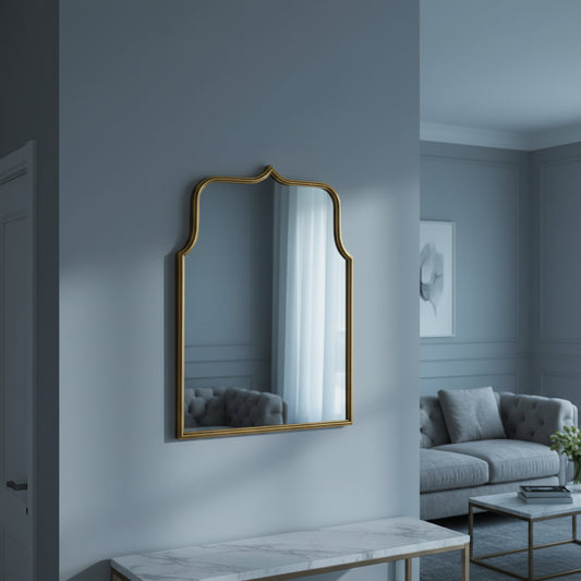 Specchio da Parete con Cornice ad Arco in Ferro – 61 cm L x 80 cm A, Montaggio a Parete