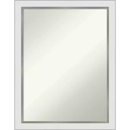 21" x 27" Non-Beveled Eva White Silver Narrow Wall Mirror - Amanti Art: Modern Rectangle, Includes Mounting Hardware
