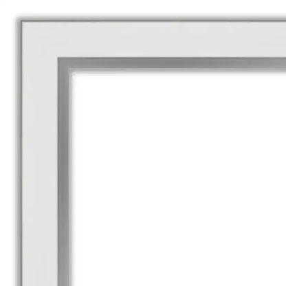 Specchio da parete rettangolare 21" x 27" senza smussatura – Cornice stretta bianca opaca e argento