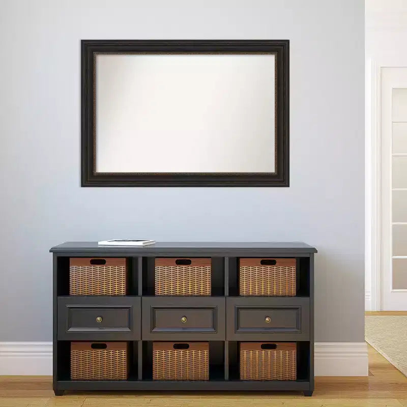 Specchio da parete rettangolare moderno 41" x 29" senza smusso – Cornice in polistirene color bronzo brunito