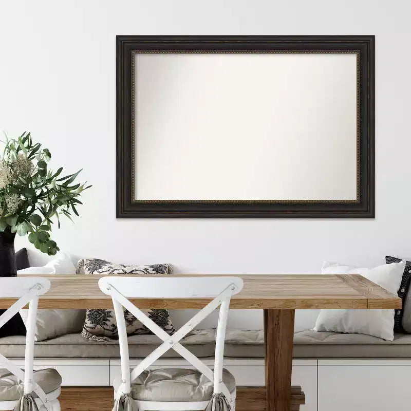 Specchio da parete rettangolare moderno 41" x 29" senza smusso – Cornice in polistirene color bronzo brunito