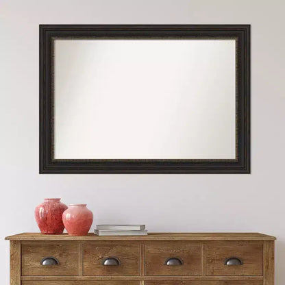 Specchio da parete rettangolare moderno 41" x 29" senza smusso – Cornice in polistirene color bronzo brunito