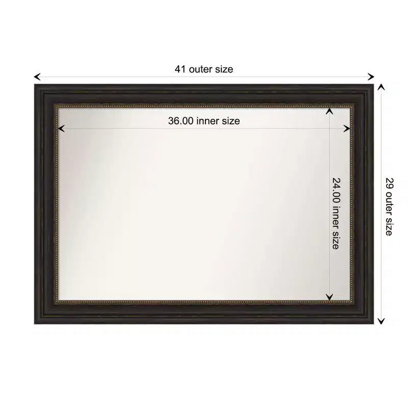 Specchio da parete rettangolare moderno 41" x 29" senza smusso – Cornice in polistirene color bronzo brunito
