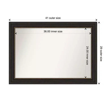 Specchio da parete rettangolare moderno 41" x 29" senza smusso – Cornice in polistirene color bronzo brunito