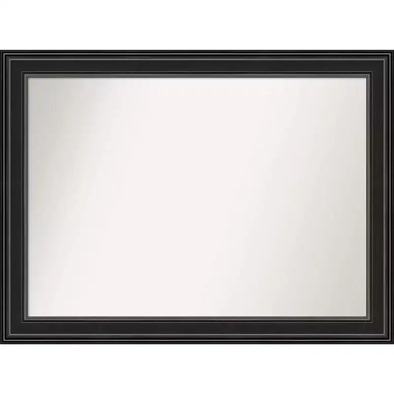 44" x 33" Non-Beveled Ridge Black Wall Mirror - Amanti Art: Modern Rectangle, Polystyrene Frame, Includes Mount Hardware