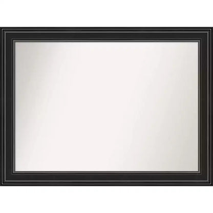 44" x 33" Non-Beveled Ridge Black Wall Mirror - Amanti Art: Modern Rectangle, Polystyrene Frame, Includes Mount Hardware