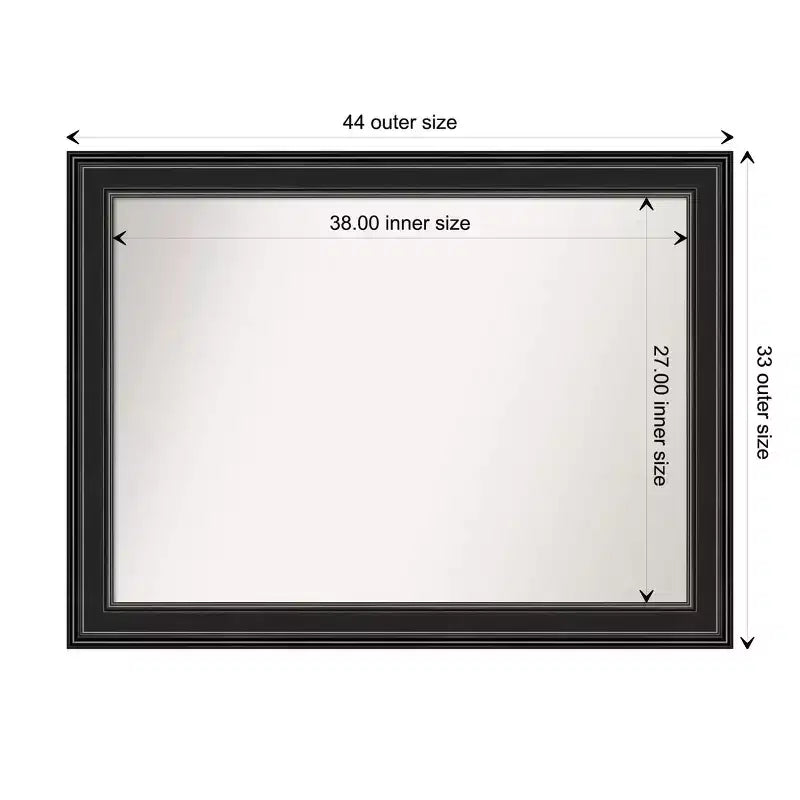 Specchio da parete rettangolare moderno 44" x 33" non smussato con cornice nera e accessori di montaggio