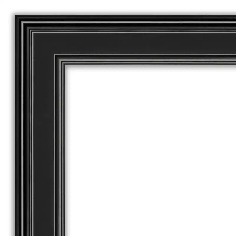 Specchio da parete rettangolare moderno 44" x 33" non smussato con cornice nera e accessori di montaggio
