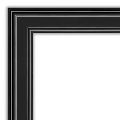 Specchio da parete rettangolare moderno 44" x 33" non smussato con cornice nera e accessori di montaggio