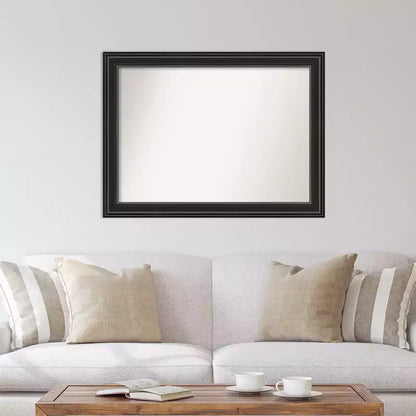 Specchio da parete rettangolare moderno 44" x 33" non smussato con cornice nera e accessori di montaggio