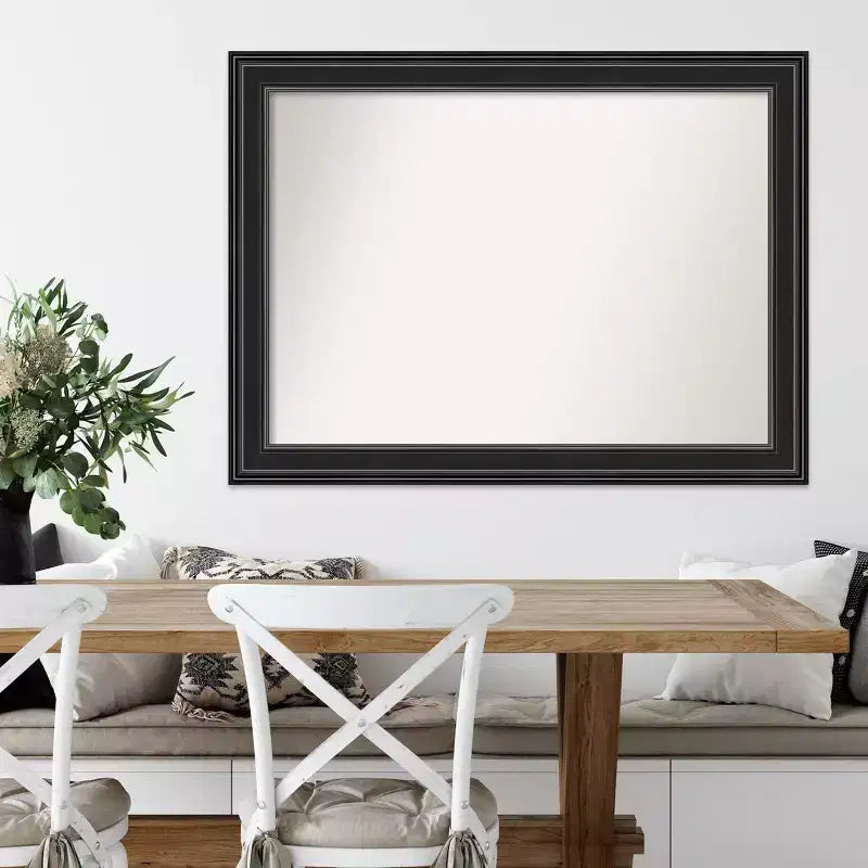Specchio da parete rettangolare moderno 44" x 33" non smussato con cornice nera e accessori di montaggio