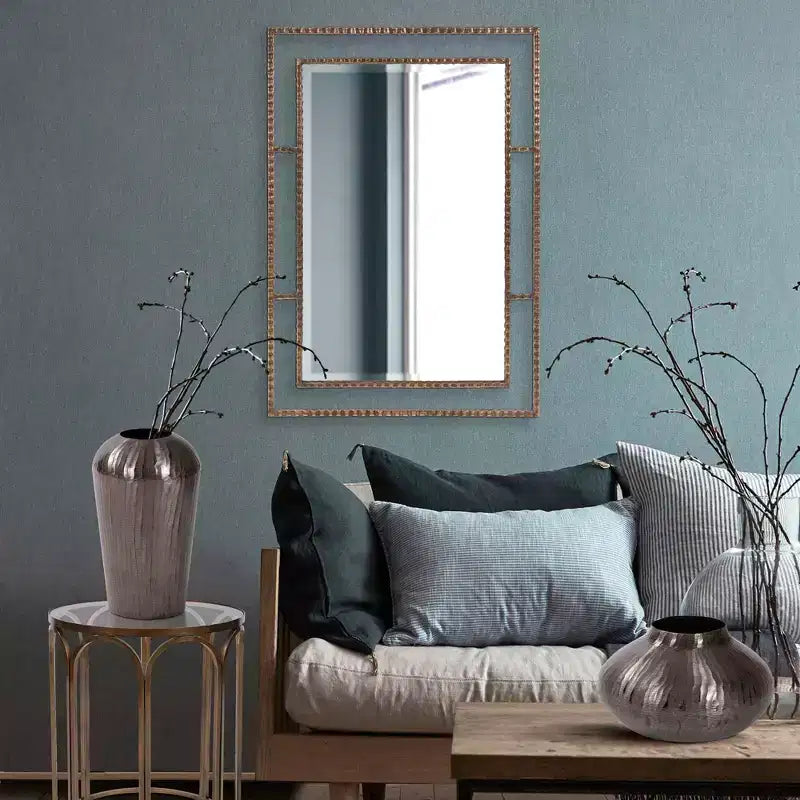 Specchio da parete rettangolare industriale moderno in ferro 33" x 23" – Nessun assemblaggio richiesto