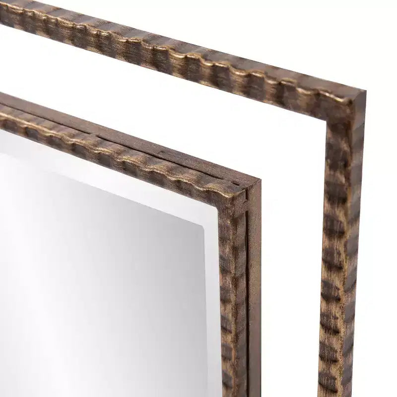 Specchio da parete rettangolare industriale moderno in ferro 33" x 23" – Nessun assemblaggio richiesto