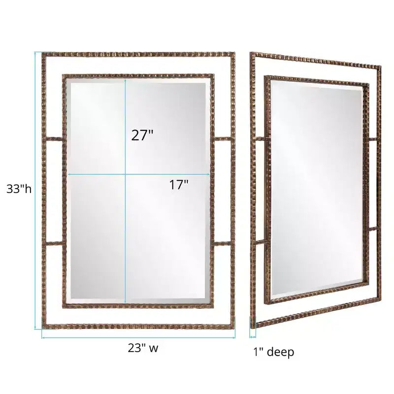 Specchio da parete rettangolare industriale moderno in ferro 33" x 23" – Nessun assemblaggio richiesto