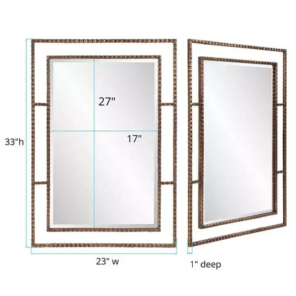 Specchio da parete rettangolare industriale moderno in ferro 33" x 23" – Nessun assemblaggio richiesto