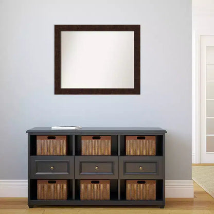 Specchio da parete rettangolare non bisellato 32" x 26" per bagno – Cornice sottile bronzo maculato