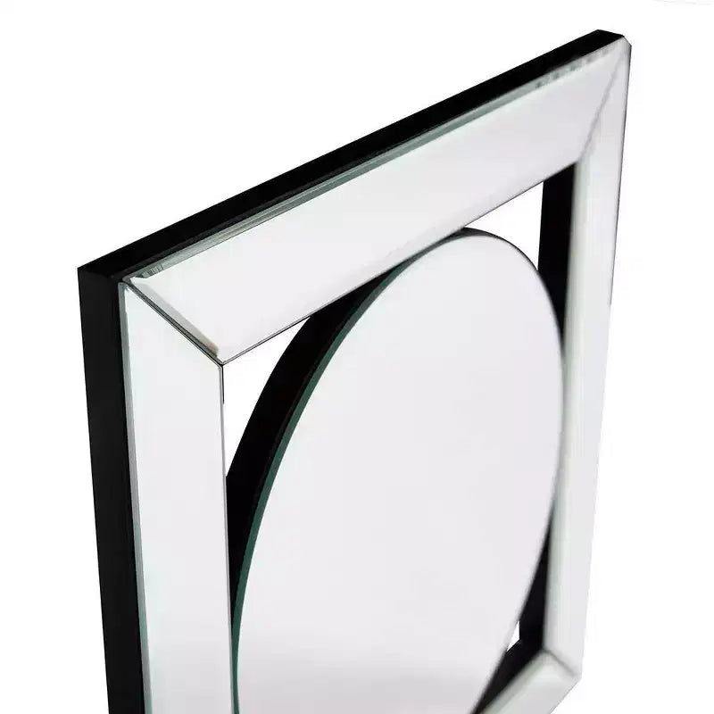Specchio da parete quadrato da 12" con portacandela integrato – Cornice in legno argentato