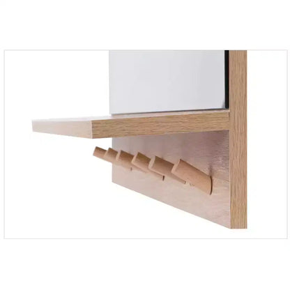 Specchio da parete con ripiano e 6 ganci appendiabiti – Legno rustico, 40 cm