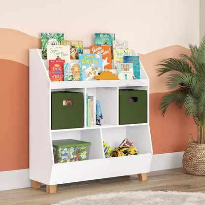 Organizzatore di giocattoli per bambini con contenitori e libreria