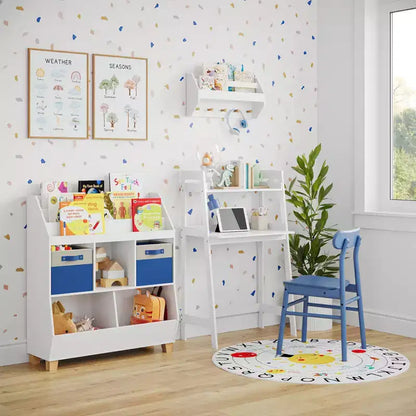 Organizzatore di giocattoli per bambini con contenitori e libreria