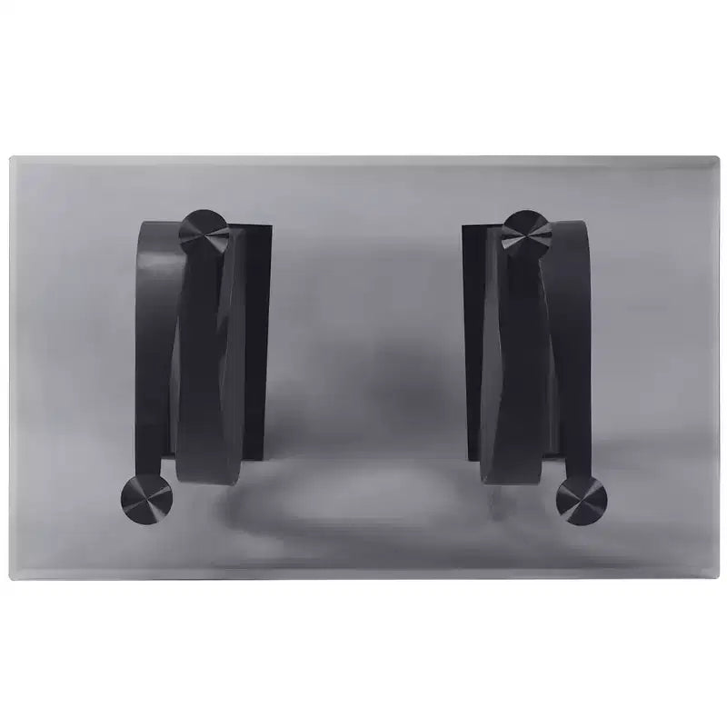 Tavolo da pranzo moderno rettangolare con piano in vetro bisellato da 58" e base a doppio piedistallo