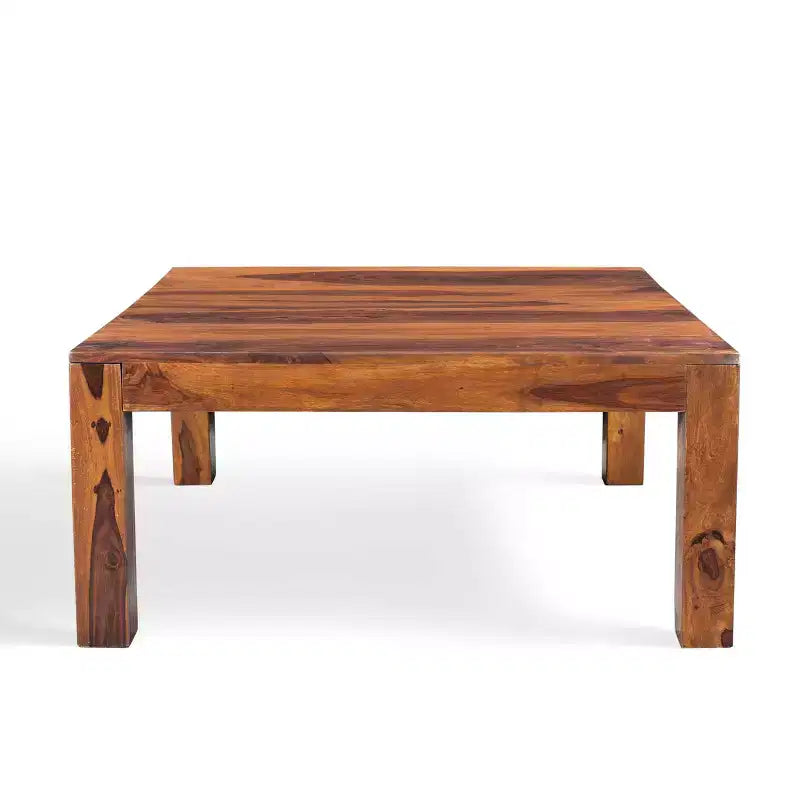 Tavolino basso quadrato fatto a mano in legno massello di sheesham marrone – Stile rustico moderno