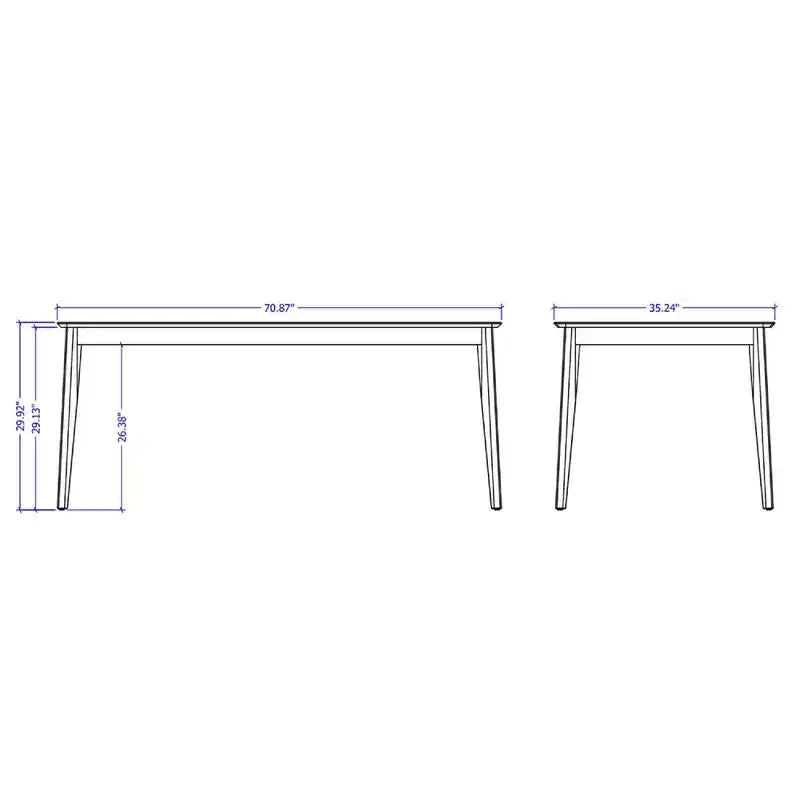 Tavolo da pranzo Tudor da 70,86" – Tavolo da pranzo moderno in legno