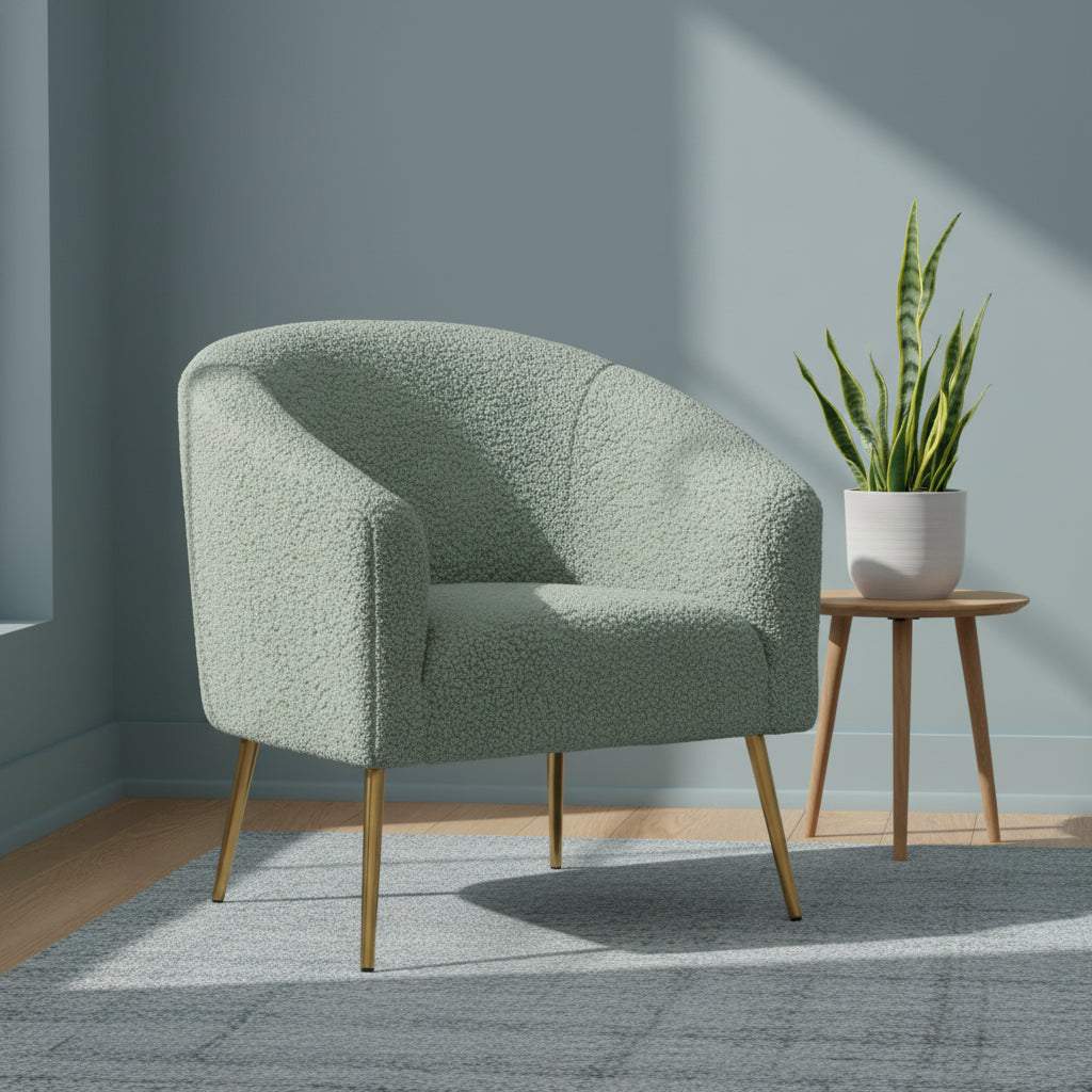 Vicenza Contemporary Wooden Upholstered Polyester Accent Barrel Chair with Metal Legs for Bedroom and Living Room | Karat Home