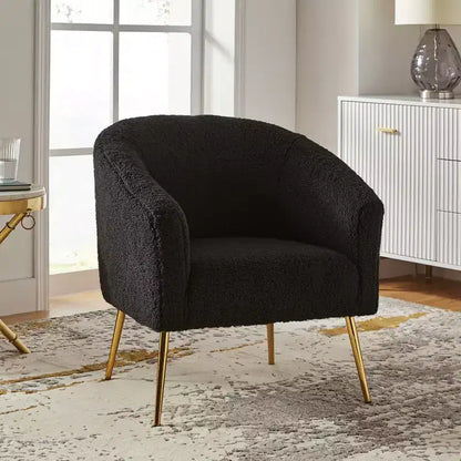 Poltrona a botte contemporanea Vicenza – Rivestimento in poliestere e gambe in metallo