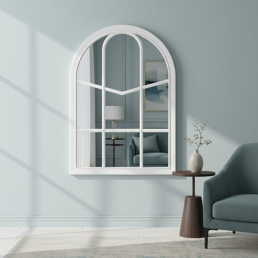 Northlight 20 White Arched Windowpane Framed Wall Mirror