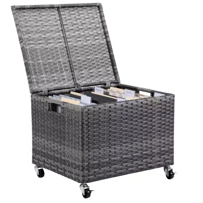 BIRDROCK HOME Rolling File Box - Storage Cabinet with Wheels - File Organizers Boxes- Home Office (Grey)