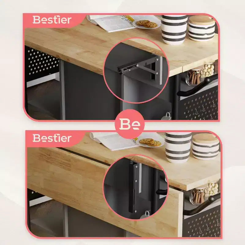 Carrello da cucina multiuso pieghevole con prolunga e 8 ripiani – Grigio