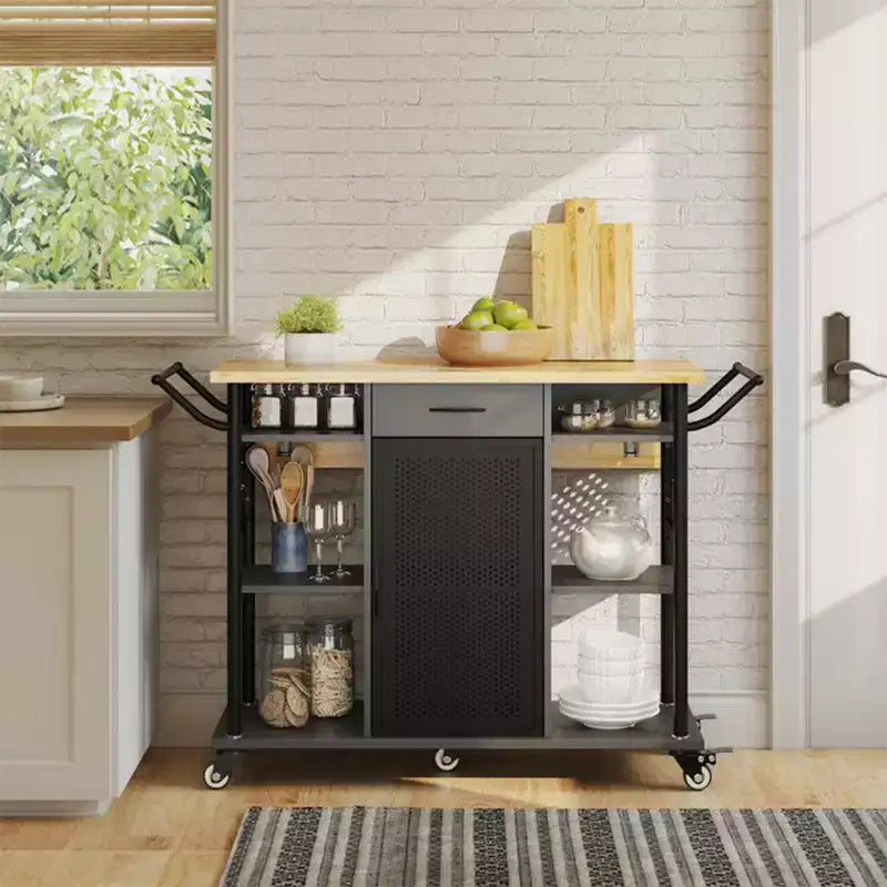 Carrello da cucina multiuso pieghevole con prolunga e 8 ripiani – Grigio