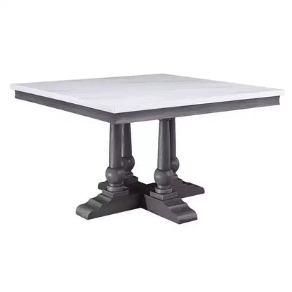 Yabeina Dining Table Marble/Gray Oak Finish - Acme Furniture