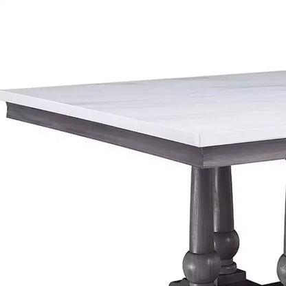 Tavolo da pranzo quadrato in marmo grigio quercia da 48" – 4 posti, nessun assemblaggio