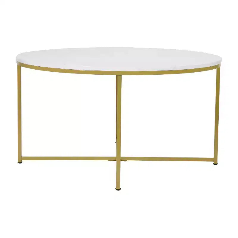 Tavolino da Caffè Laminato con Base a Croce in Metallo