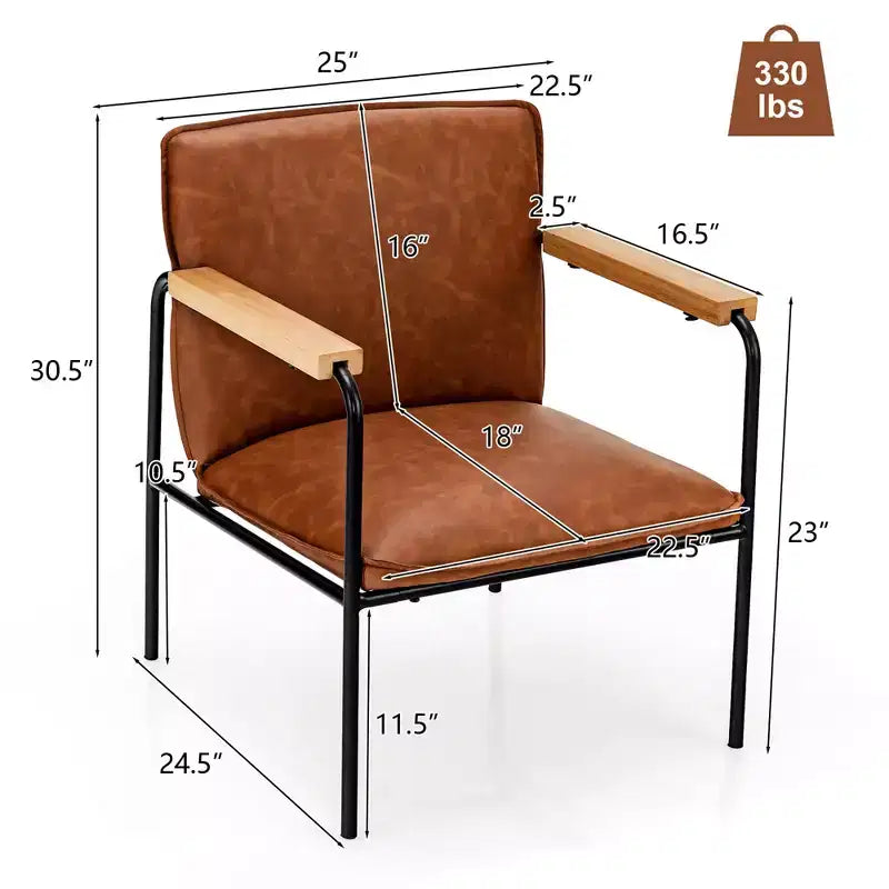 Poltroncina moderna – Pelle PU con braccioli in legno di caucciù