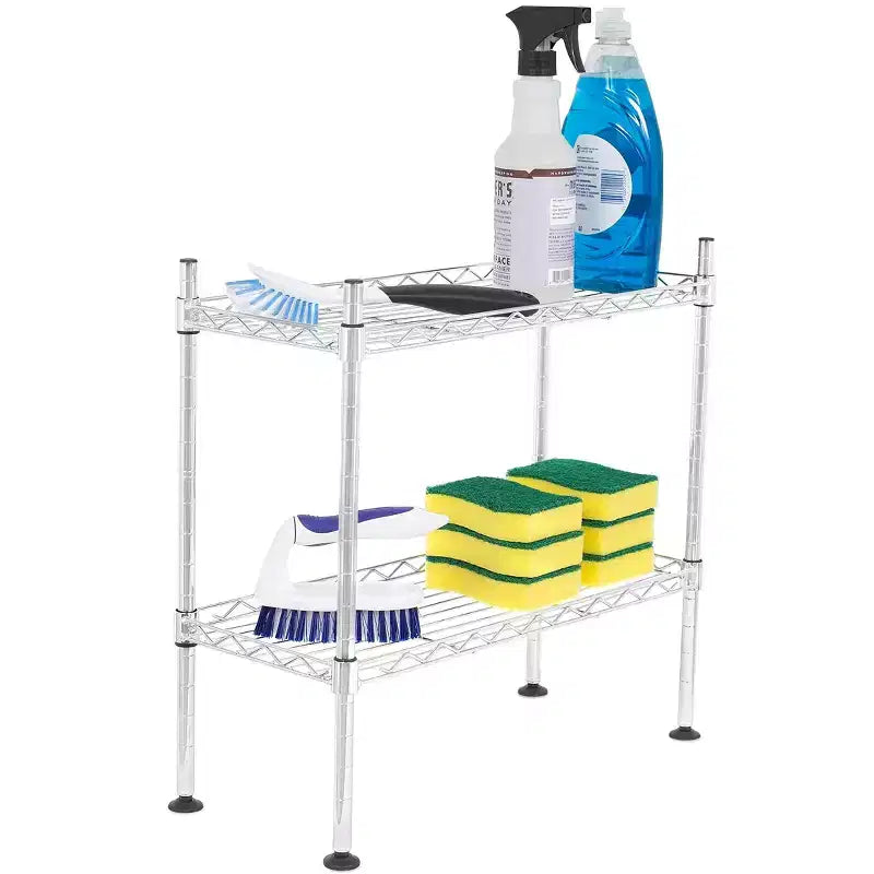 Internet's Best 2-Tier Mini Wire Utility Shelving - Silver