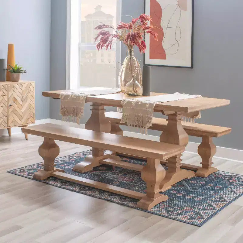 Tavolo da Pranzo Classico in Legno Massello – Piano Ampio per i Pasti in Famiglia