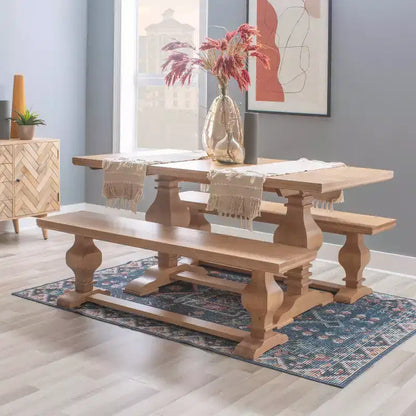 Tavolo da Pranzo Classico in Legno Massello – Piano Ampio per i Pasti in Famiglia