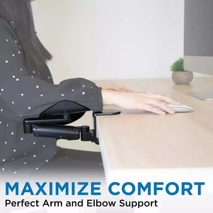 Poggiabraccio ergonomico ad altezza regolabile per scrivania con supporto per gomito completamente snodabile e base con morsetto – Nero