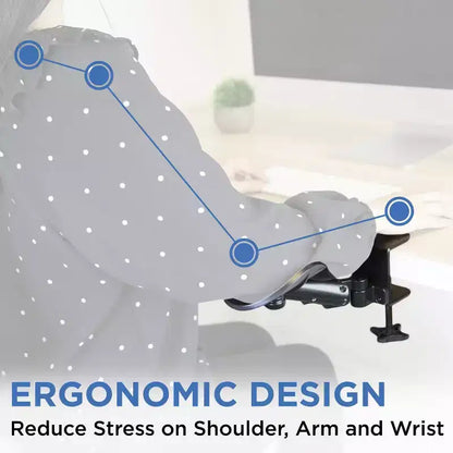 Poggiabraccio ergonomico ad altezza regolabile per scrivania con supporto per gomito completamente snodabile e base con morsetto – Nero