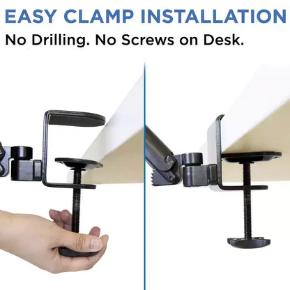 Poggiabraccio ergonomico ad altezza regolabile per scrivania con supporto per gomito completamente snodabile e base con morsetto – Nero