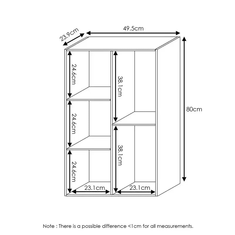Libreria aperta reversibile a 5 cubi – Legno composito di grado CARB