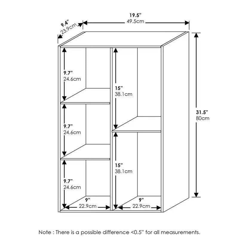 Libreria aperta reversibile a 5 cubi – Legno composito di grado CARB