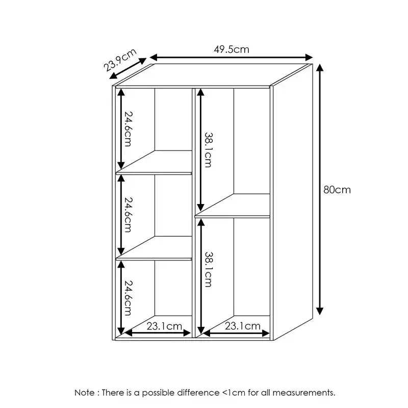 Libreria aperta reversibile a 5 cubi – Legno composito di grado CARB