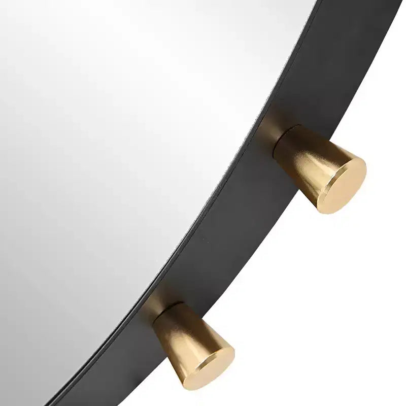 Specchio da Parete Rotondo da 37,5" – Accenti a Piolo in Ottone e Nero Opaco
