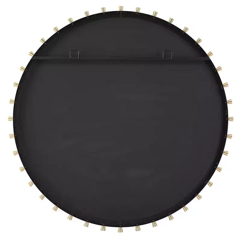 Specchio da Parete Rotondo da 37,5" – Accenti a Piolo in Ottone e Nero Opaco