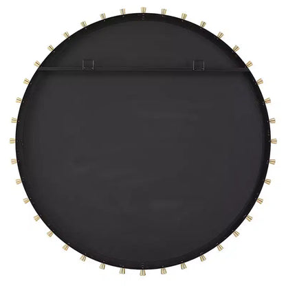 Specchio da Parete Rotondo da 37,5" – Accenti a Piolo in Ottone e Nero Opaco