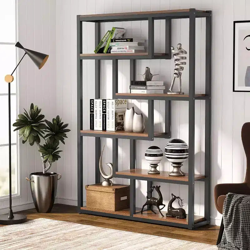 Libreria sfalsata a 6 ripiani – Stile industriale vintage